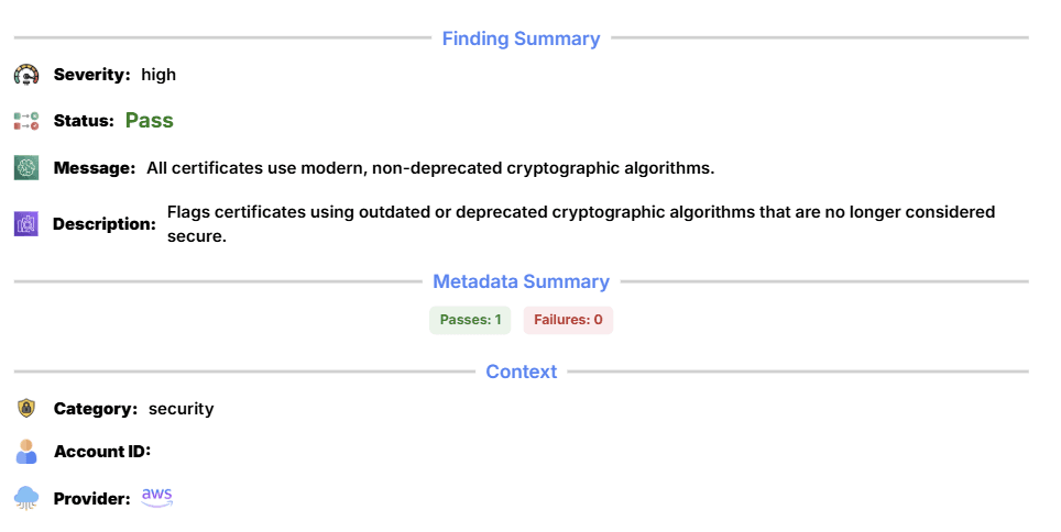Finding Details - Comprehensive identity finding information